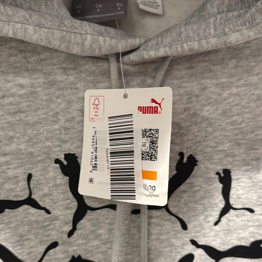 Puma Men’s NWT Gray Hoodie Sweatshirt with front Puma Design. - Picture 4 of 12